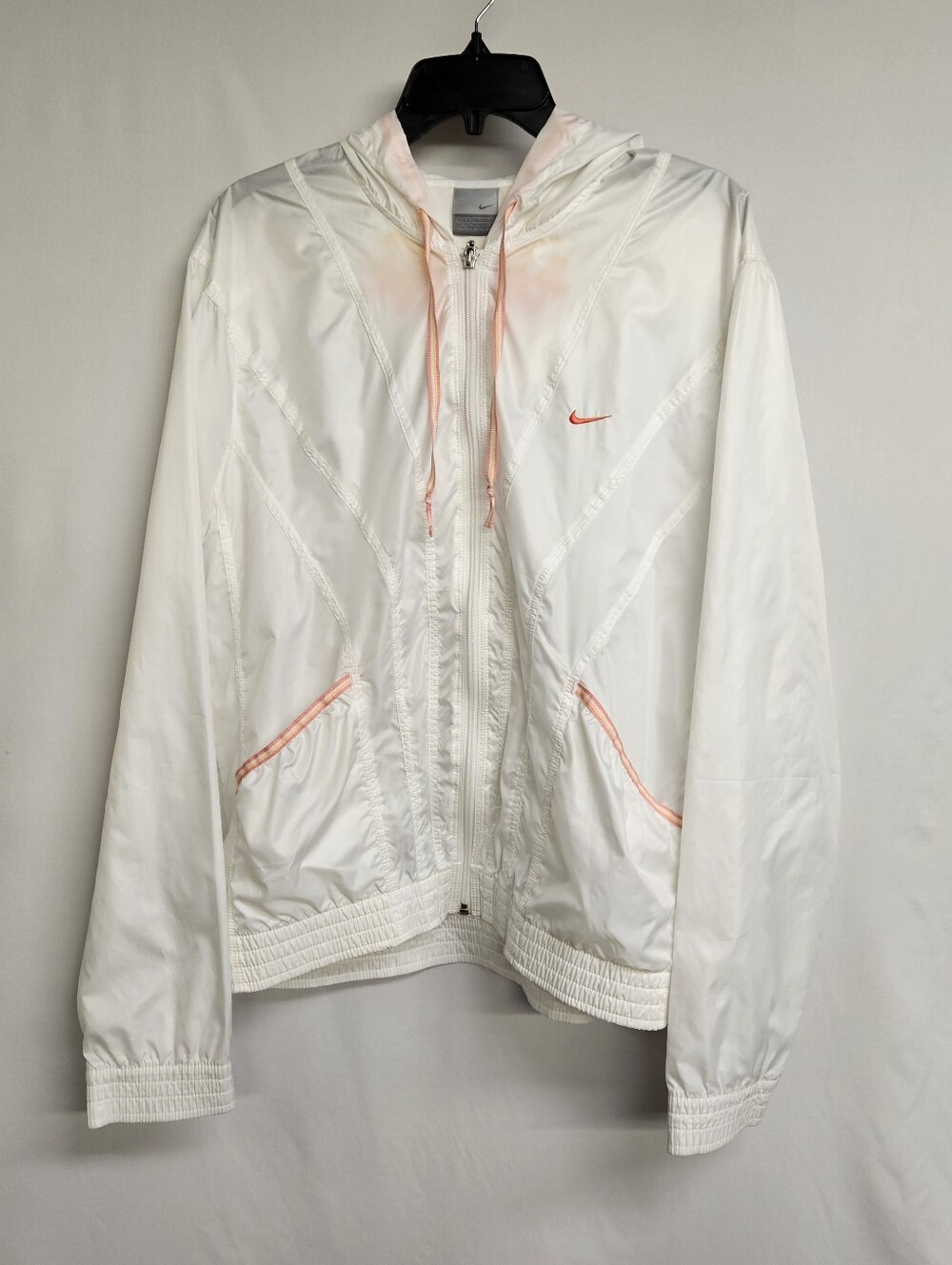 Nike Vintage White Running Jacket Size XLARGE  Youth 16 To 18 White Orange Zip
